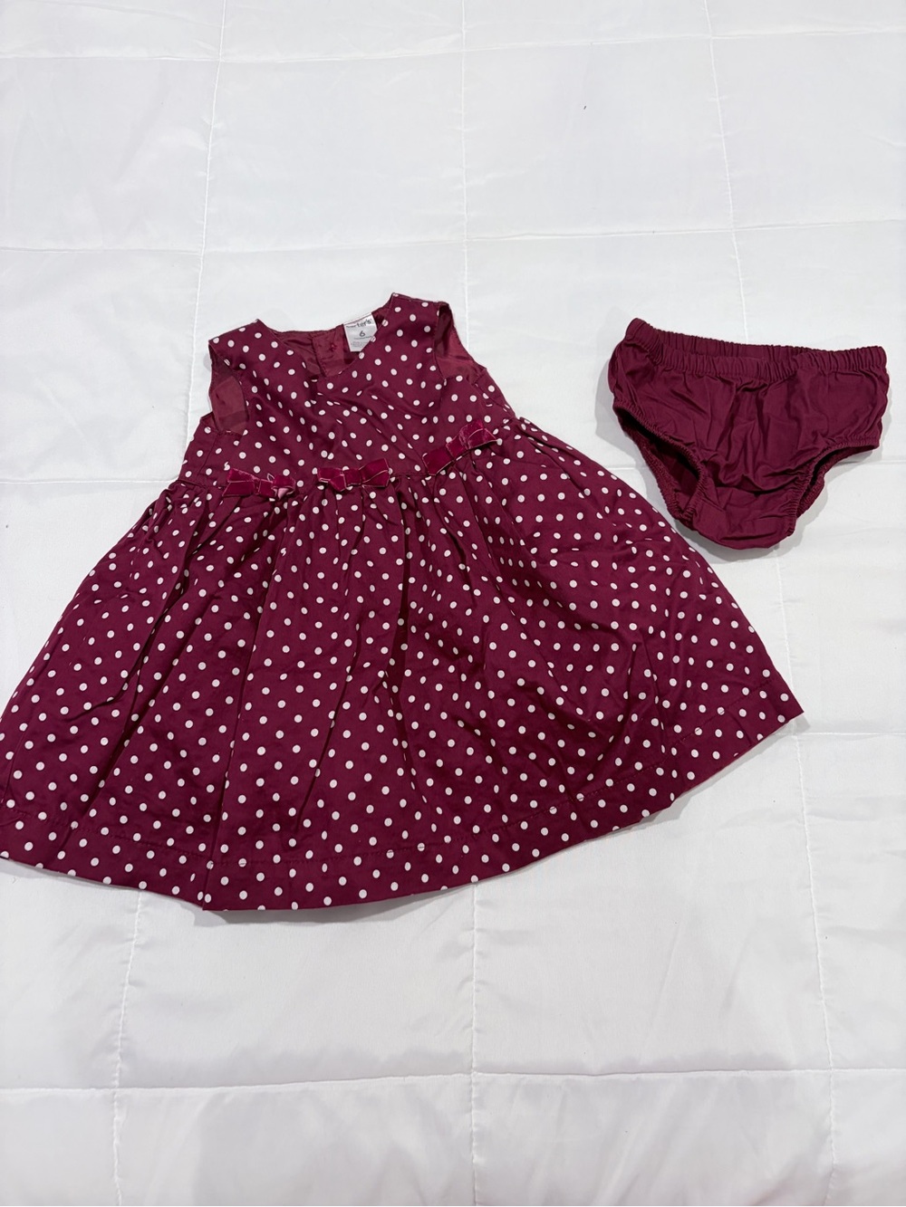 Carter's Burgundy Polka Dot Dress with Matching Diaper Cover
